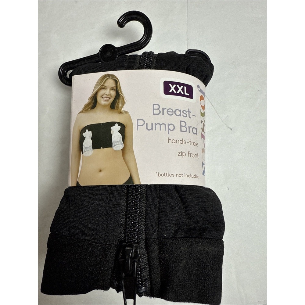 Maternity Breast Pump Bra‎ XXL Hands Free Zipper Front Black